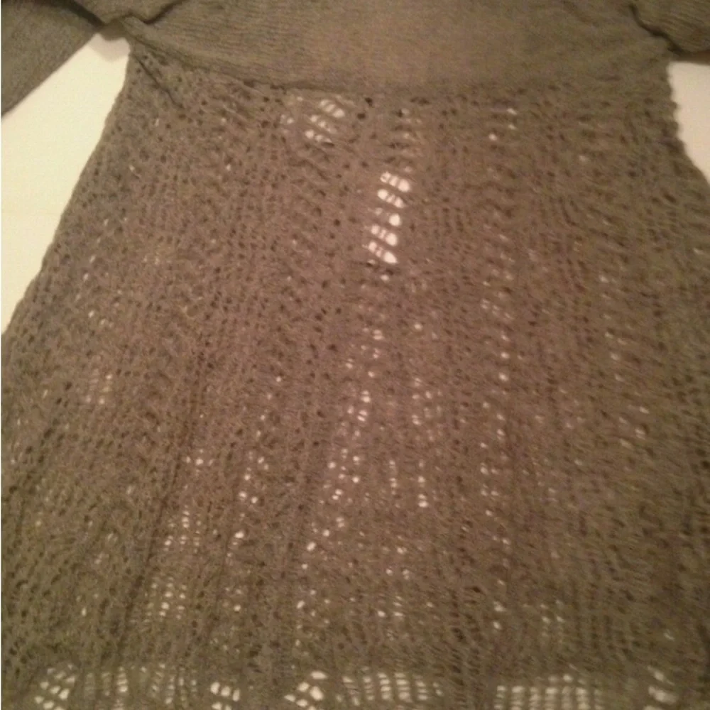 Simply Noelle Tan Convertible L/XL Open Knit Cardigan or Flare Tunic. EUC - Picture 3 of 10